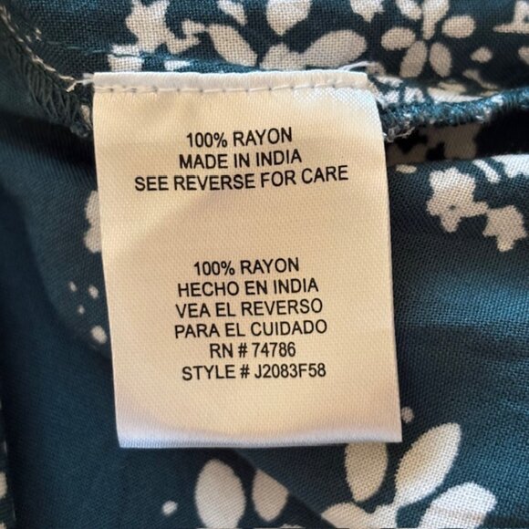 Patrons of Peace Teal Paisley Faux Wrap Maxi Dress w/Split Flutter Sleeves Sz L - Picture 12 of 13